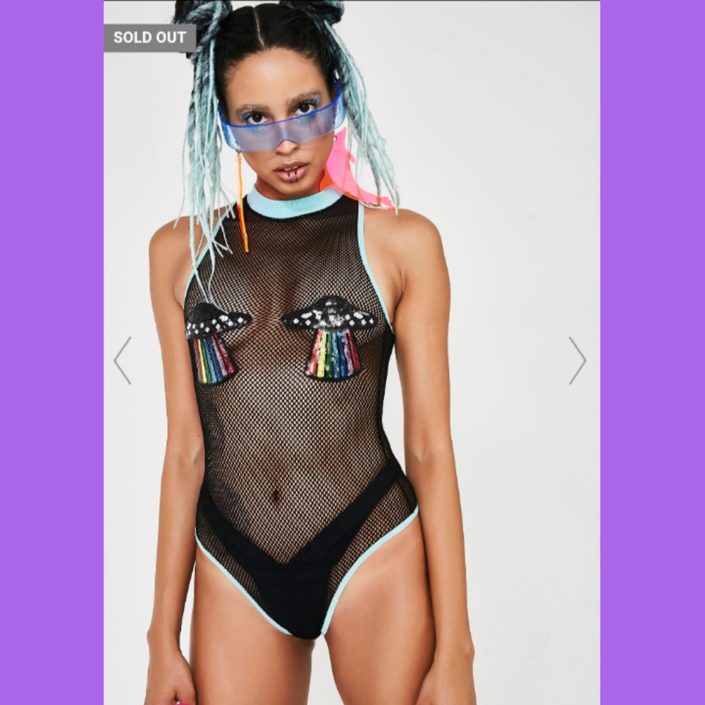DOLLS KILL Club Exx "UFO HO" Mesh Bodysuit